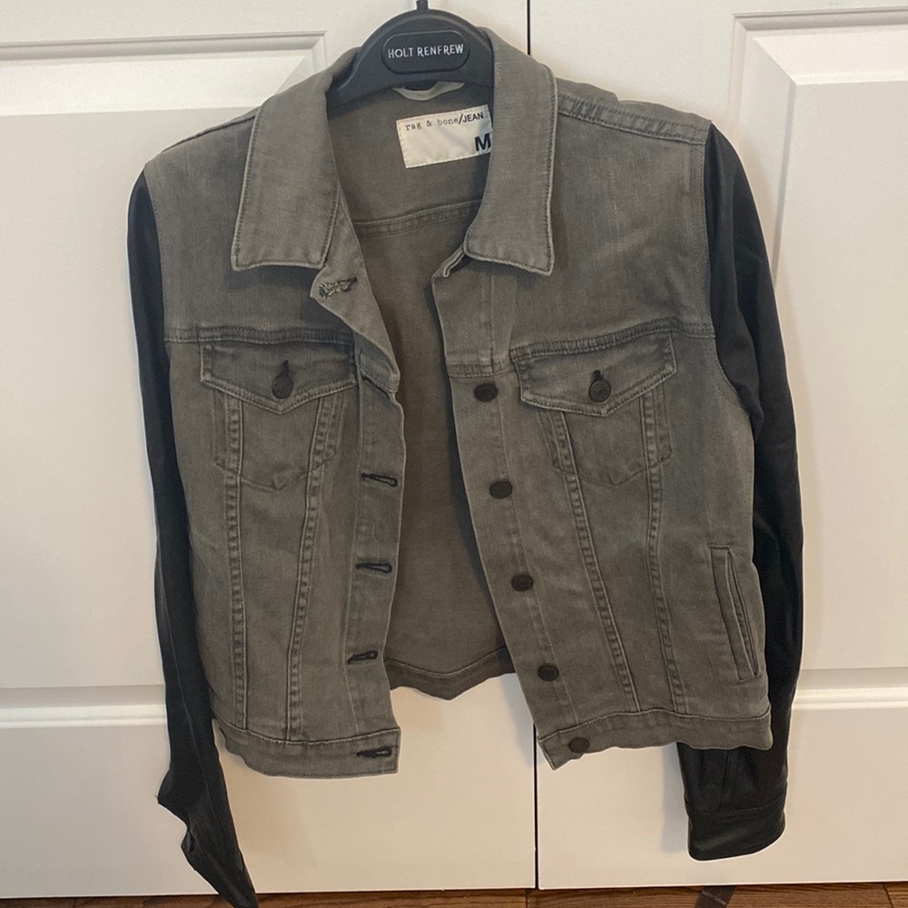 Rag and Bone Jean jacket with leather sleeves